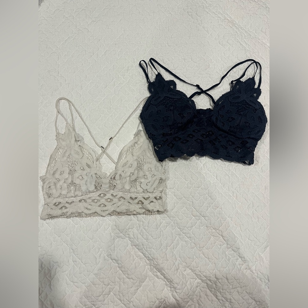 White free people bralette and random navy